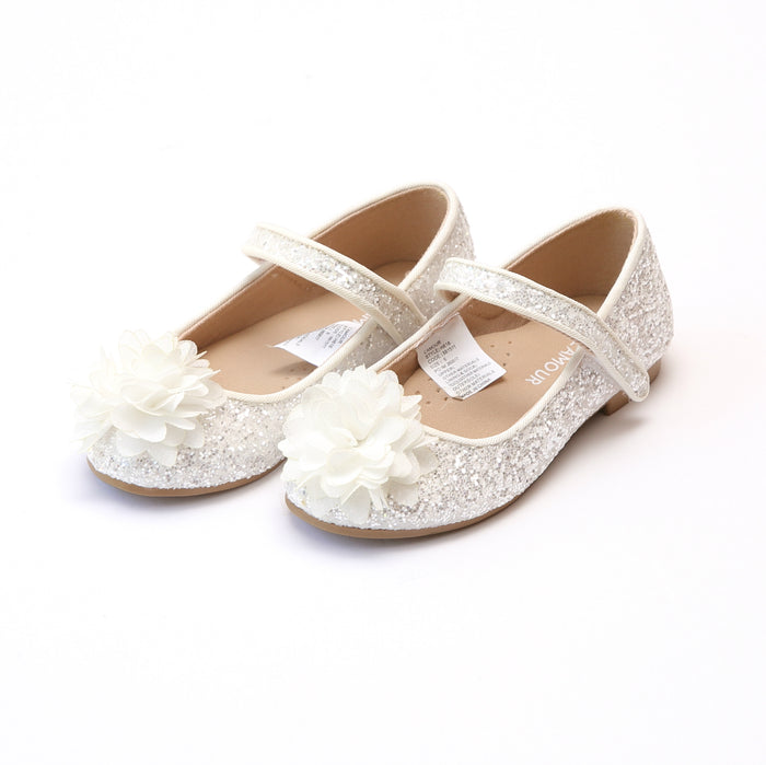 Alice White Sparkly Glitter Flower Flat - L'Amour Flats