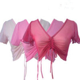 Annelise Mesh Crop Top with Front Drawstring - Dancewear by Patricia