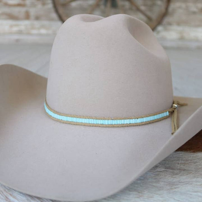 Blue Beaded Lane Hat Band