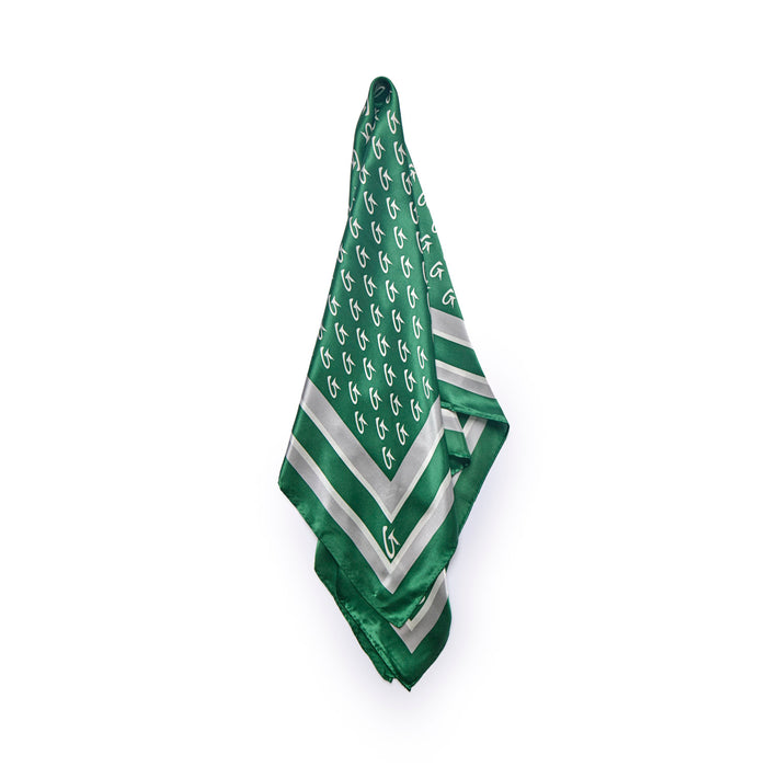 BUSY LIVING LARGE MONOGRAM SILK SCARF - GREEN
