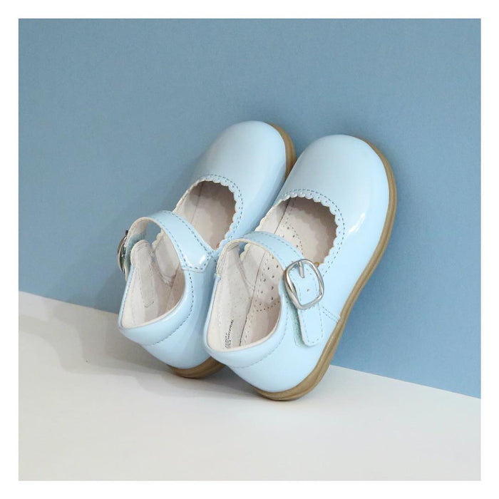 Chloe Classic Scalloped Patent Sky Blue Mary Jane - L'Amour Shoes