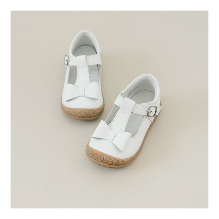 Emma White Bow T-Strap Mary Jane - L'Amour Mary Janes - Easter Girl's Toddler Shoes