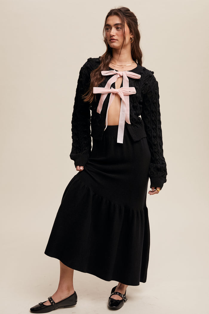 Flounce Hem Skirt - Black