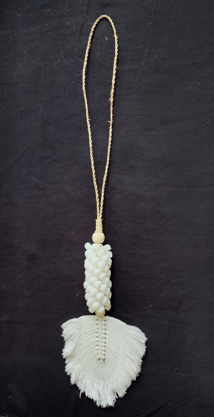 Home Decor - Wall Accent. Handmade Macrame Shell Leaf Tassel.