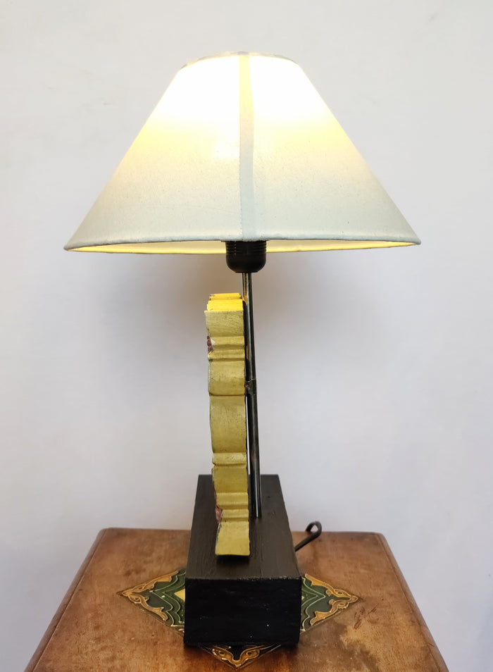 Home Decor: Hand Carved Table Lamp with Foral Motifs.