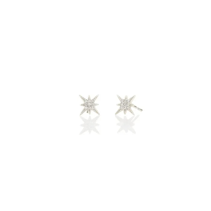 Kris Nations – Starburst Crystal Stud Earrings in Sterling Silver