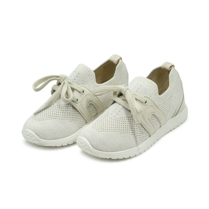 L'Amour Toddler Girls Lizzie Ivory Fly Knit Sneaker - Casual Athletic Shoe