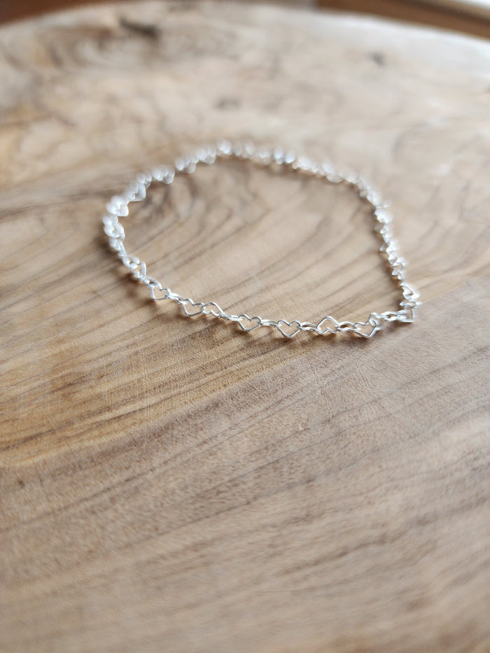 Silver Heart Link Bracelet