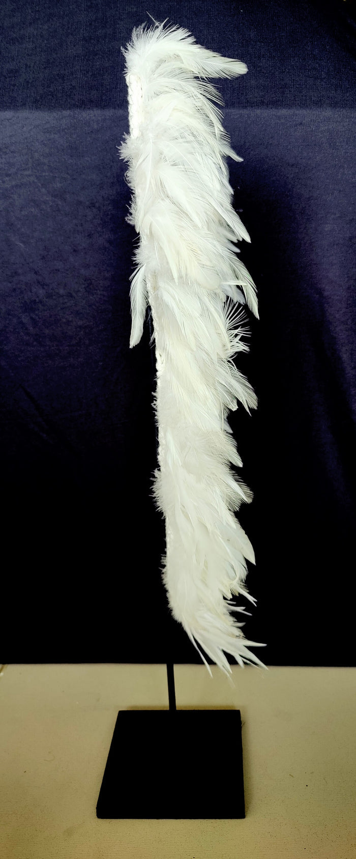 Table Decor: Stunning handmade, white feather and shell necklace from Papua.