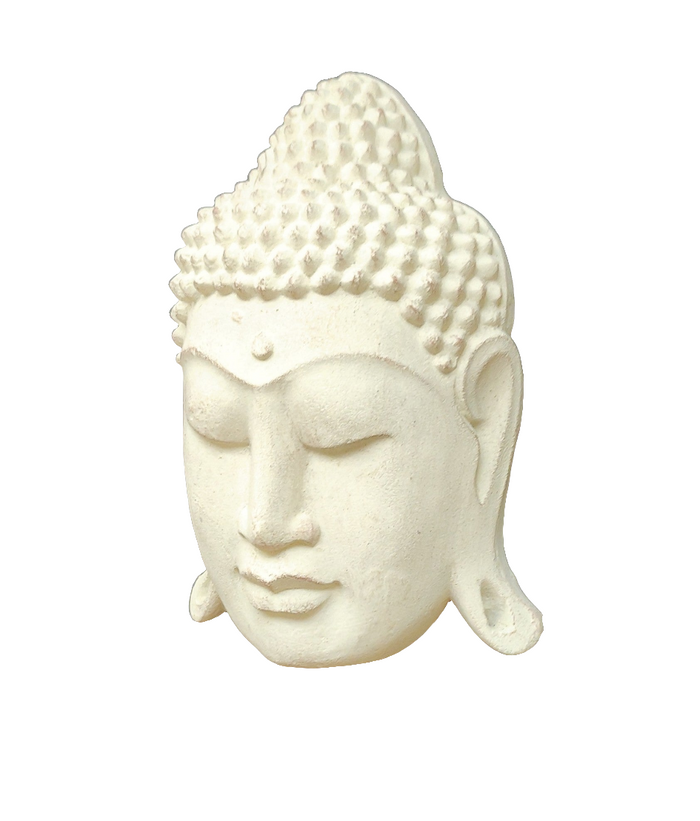 Wall - Garden Decor. Beautiful Serene Buddha Face Stone Mask Sculpture.