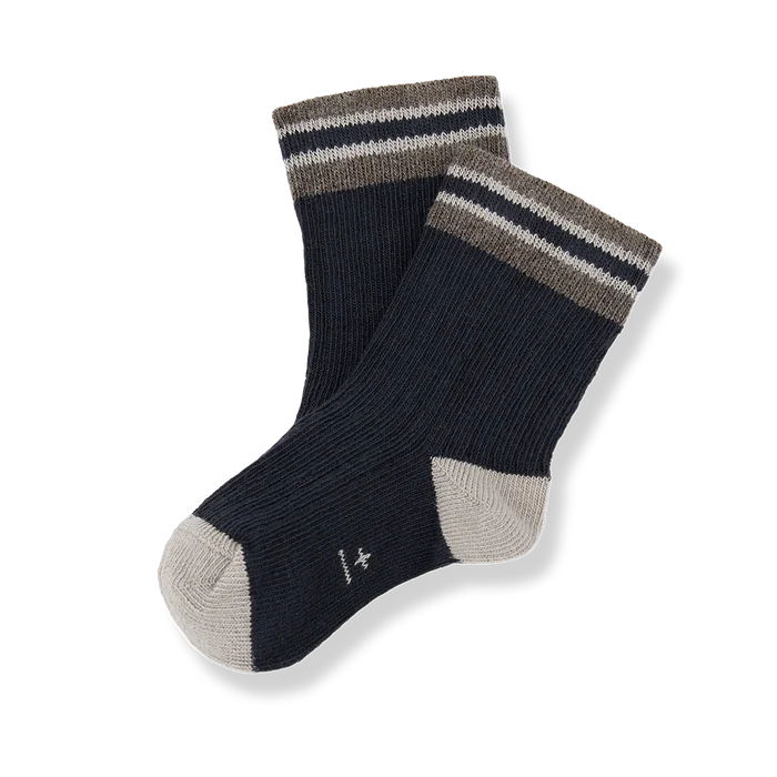 +1 in the Family – Sicilia Ribbed Plain Socks in Blue