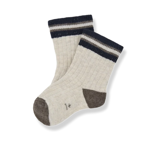 +1 in the Family – Sicilia Ribbed Plain Socks in Rice