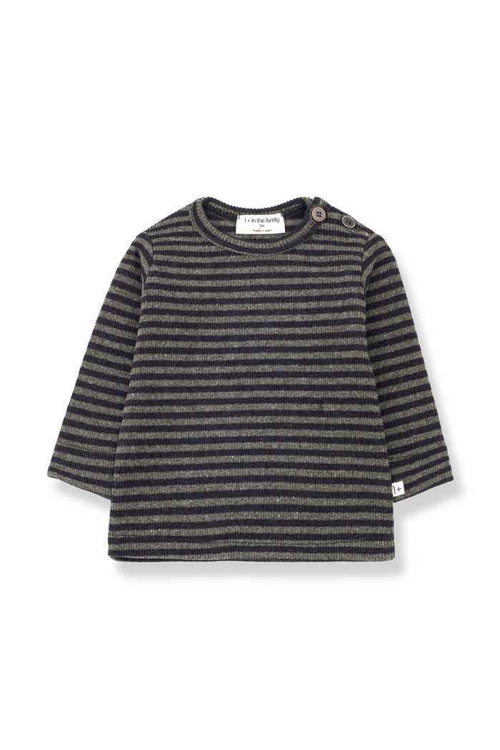 1+ In The Family T-shirt M/l Rigata Verde Bambina