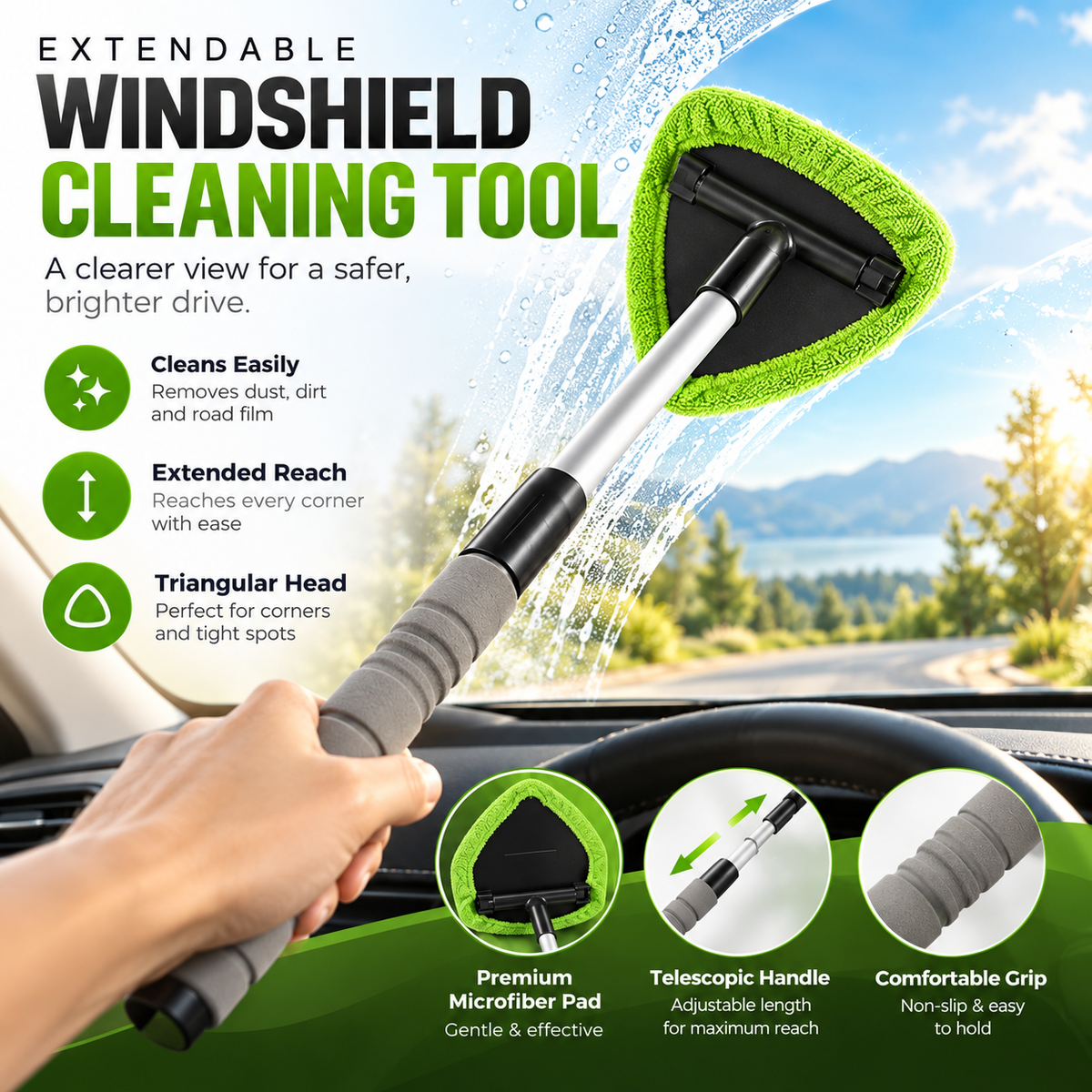 9-Piece Windshield Cleaning Kit – Extendable Car Window Cleaner for a Streak-Free Shine 🚗✨