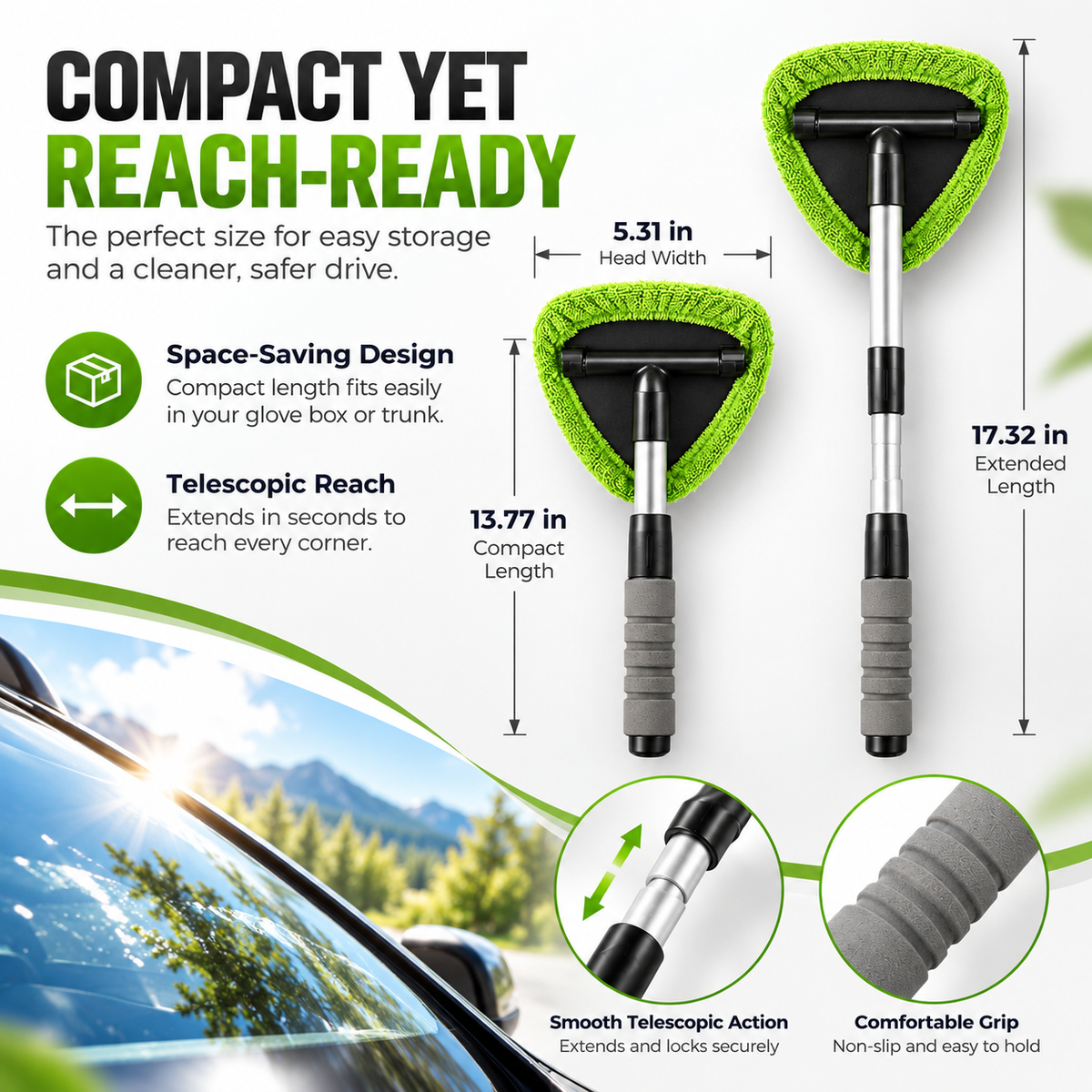 9-Piece Windshield Cleaning Kit – Extendable Car Window Cleaner for a Streak-Free Shine 🚗✨