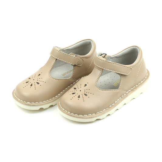 L'Amour Shoes - Alix Latte EVA Wedge T-Strap Mary Jane