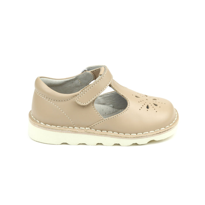 L'Amour Shoes - Alix Latte EVA Wedge T-Strap Mary Jane Shoes