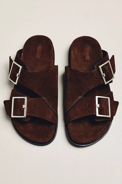 ALOHAS - Alba Suede Leather Sandals in Brown