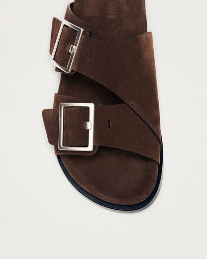 ALOHAS - Alba Suede Leather Sandals in Brown