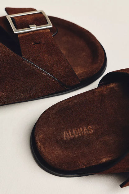 ALOHAS - Alba Suede Leather Sandals in Brown