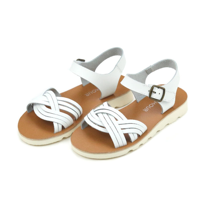 Athena Girl's Toddler Sandal - White Braided - Lamourshoes.com