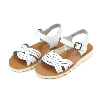 Athena Girl's Toddler Sandal - White Braided - Lamourshoes.com