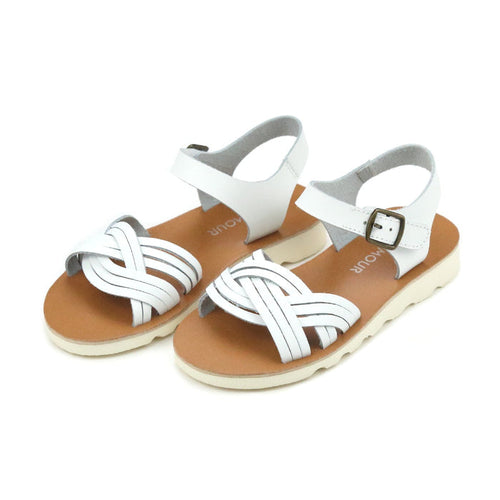 Athena Girl's Toddler Sandal - White Braided - Lamourshoes.com
