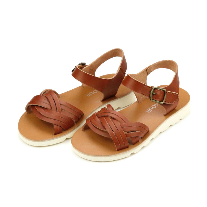 Athena Girl's Toddler Sandal - Cognac Braided - Lamourshoes.com