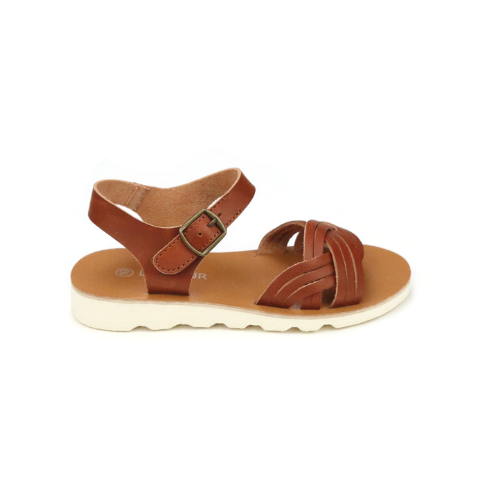 Athena Girl's Toddler Sandal - Cognac Braided - Lamourshoes.com