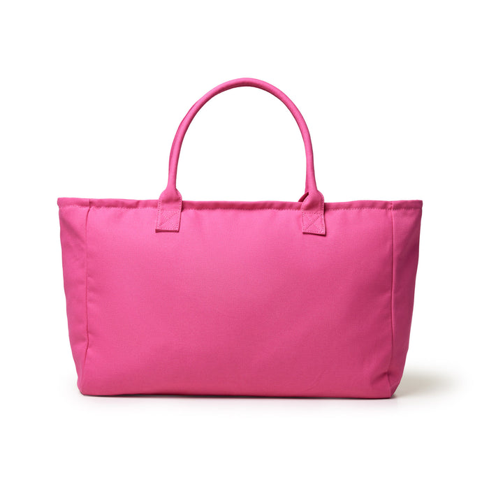 Hot pink athletic canvas tote bag with sturdy handles, perfect for workouts or casual outings. Spacious and stylish design.