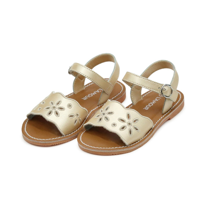 Toddler Girl's Augusta Leather Sandal - L'Amour Shoes - Champagne
