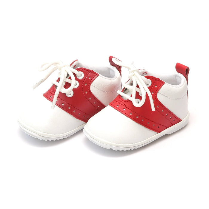 Angel Baby Boy's Austin Red Leather Saddle Oxford Shoe (Baby) - Lamourshoes.com