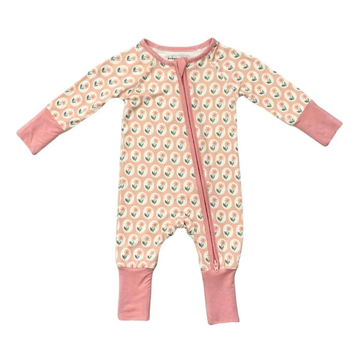 BabySprouts Clothing - Long Sleeve Zip Romper in Framed Flower