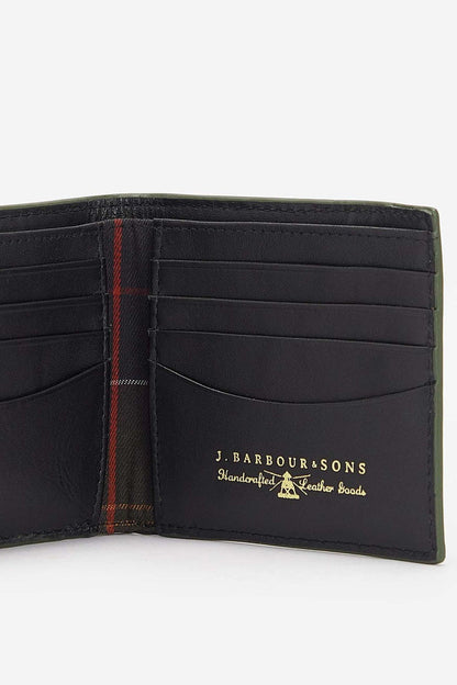 Barbour Grain Leather Bifold Wallet Nero Uomo