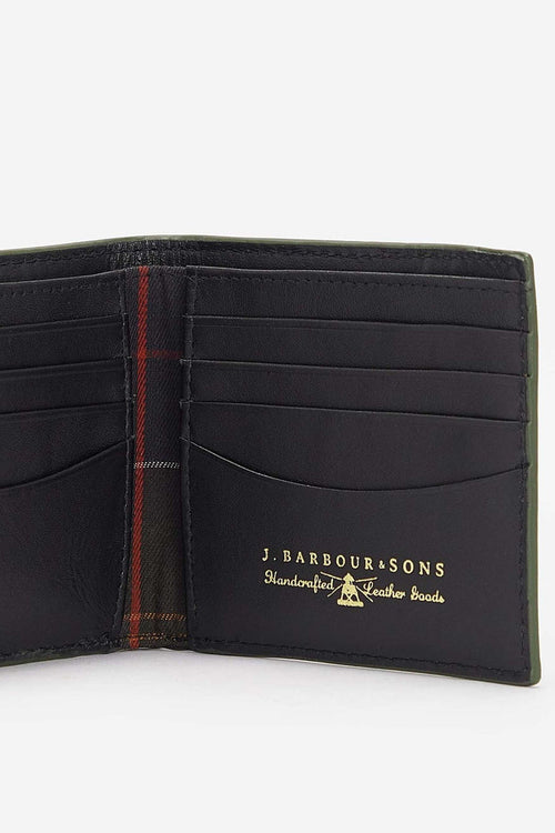 Barbour Grain Leather Bifold Wallet Nero Uomo