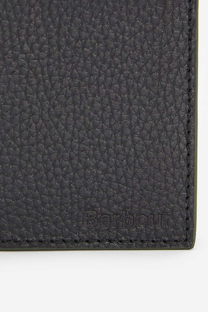 Barbour Grain Leather Bifold Wallet Nero Uomo