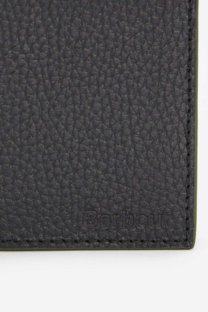 Barbour Grain Leather Bifold Wallet Nero Uomo