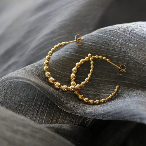 Beaded Large Hoop Earrings - Pantsnsox