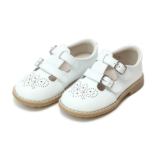 Beatrix White English Double T-Strap Mary Jane - L'Amour Shoes