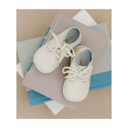 Bella Scalloped Bootie - Angel Baby Girl Shoes - Oatmeal