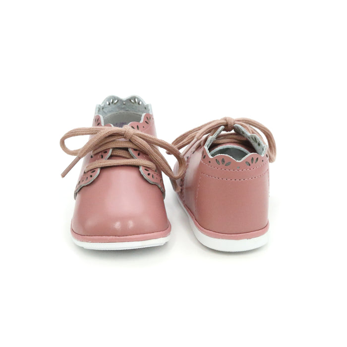 Bella Scalloped Bootie - Angel Baby Girl Shoes - Vintage Rose