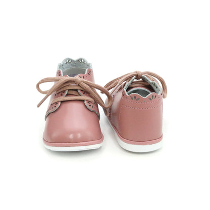 Bella Scalloped Bootie - Angel Baby Girl Shoes - Vintage Rose