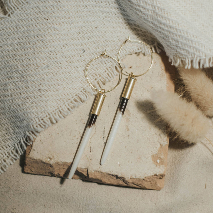 Beth Dutton Quill Hoops: Short  Predominantly White