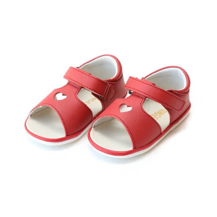 Betsy Red Open Heart Leather Sandal (Baby) - Angel Baby Shoes