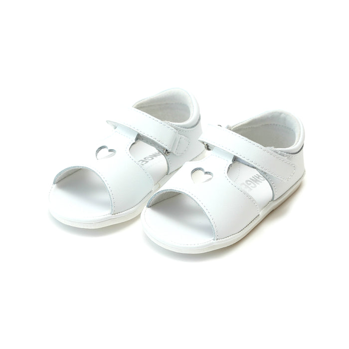 Betsy White Open Heart Leather Sandal (Baby) - Angel Baby Shoes