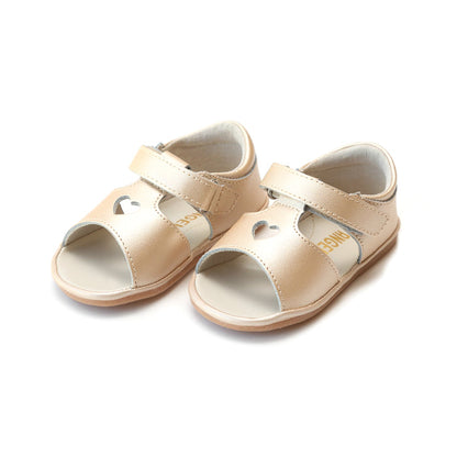 Betsy Champagne Open Heart Leather Sandal (Baby) - Angel Baby Shoes