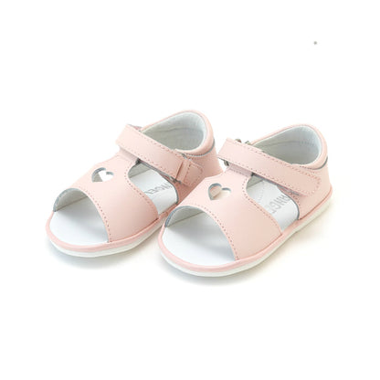 Betsy Pink Open Heart Leather Sandal (Baby) - Angel Baby Shoes