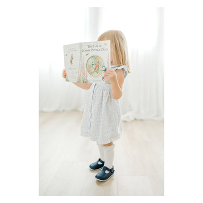 Birdie Girl Navy Leather T-Strap Stitched Mary Jane Shoe - First Walker - Angel Baby Shoes