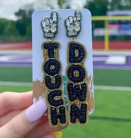 Black & Gold Touchdown Drops Earrings