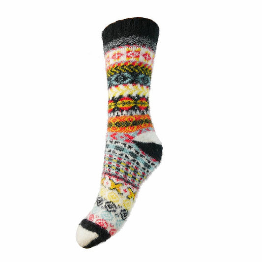 Black, white and multi coloured Scandi patterned soft Cosy socks